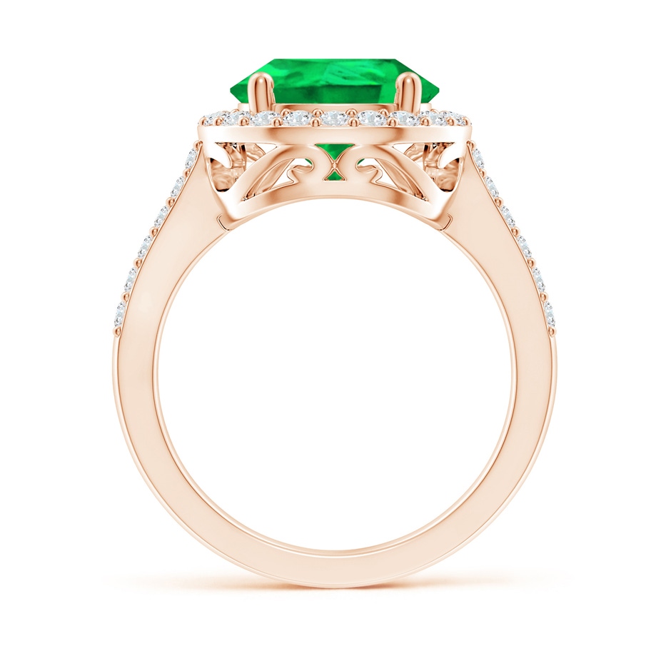 12x10mm AAA Pear Emerald Ring with Diamond Halo in Rose Gold side 199