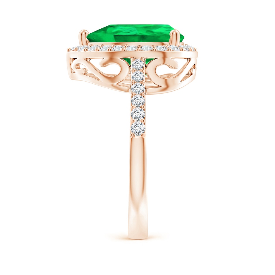 12x10mm AAA Pear Emerald Ring with Diamond Halo in Rose Gold side 299