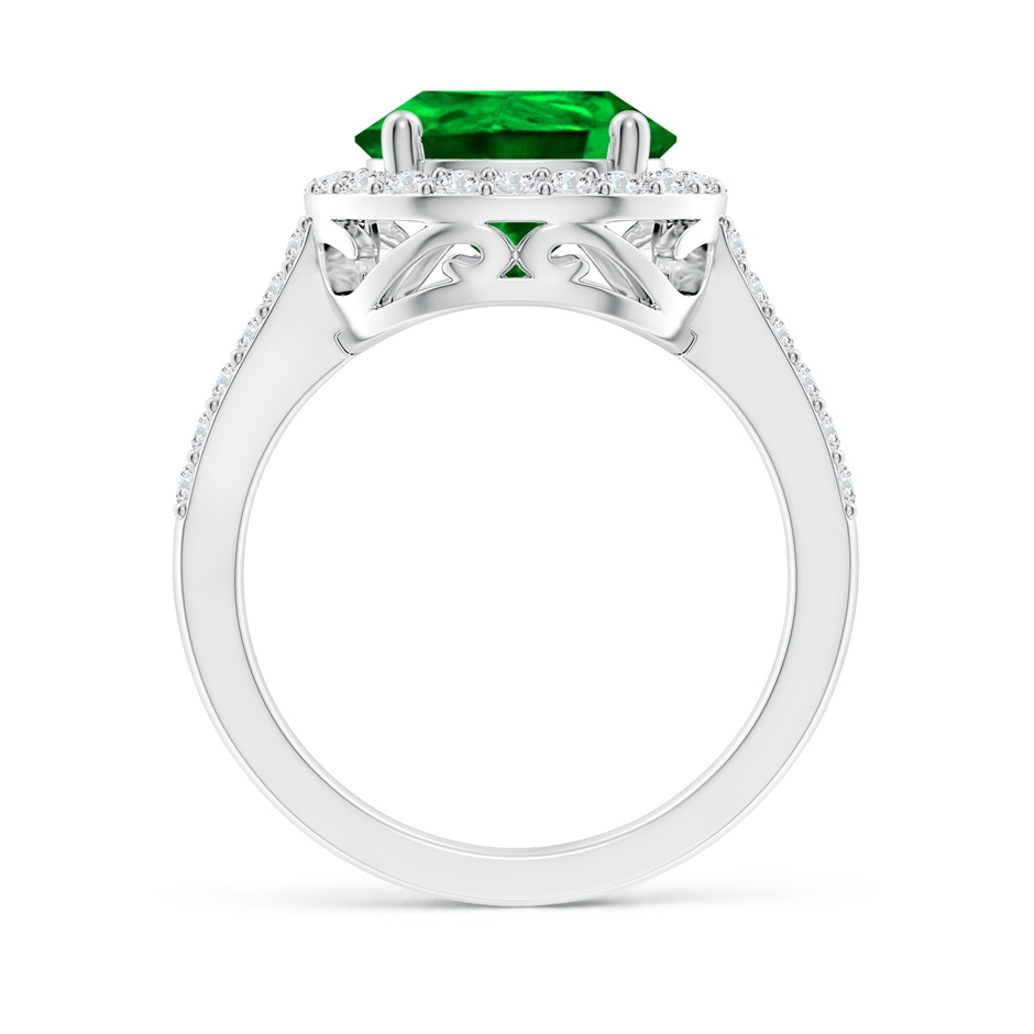 12x10mm AAAA Pear Emerald Ring with Diamond Halo in P950 Platinum side 199