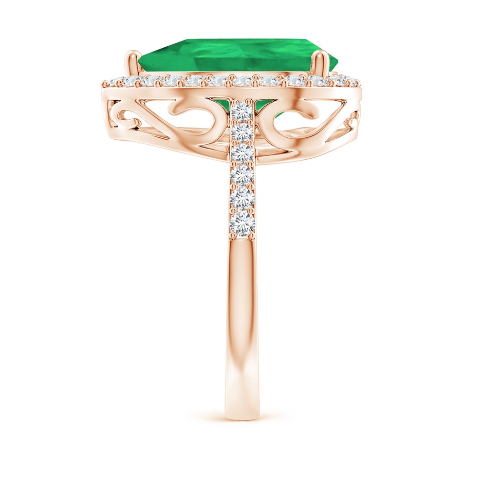 14x10mm A Pear Emerald Ring with Diamond Halo in Rose Gold side 299