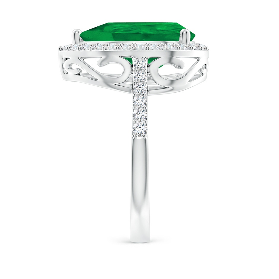 14x10mm AA Pear Emerald Ring with Diamond Halo in P950 Platinum side 299