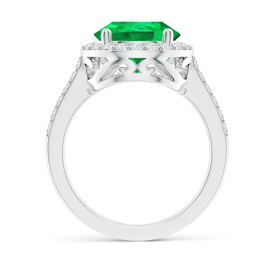 14x10mm AAA Pear Emerald Ring with Diamond Halo in P950 Platinum side 199