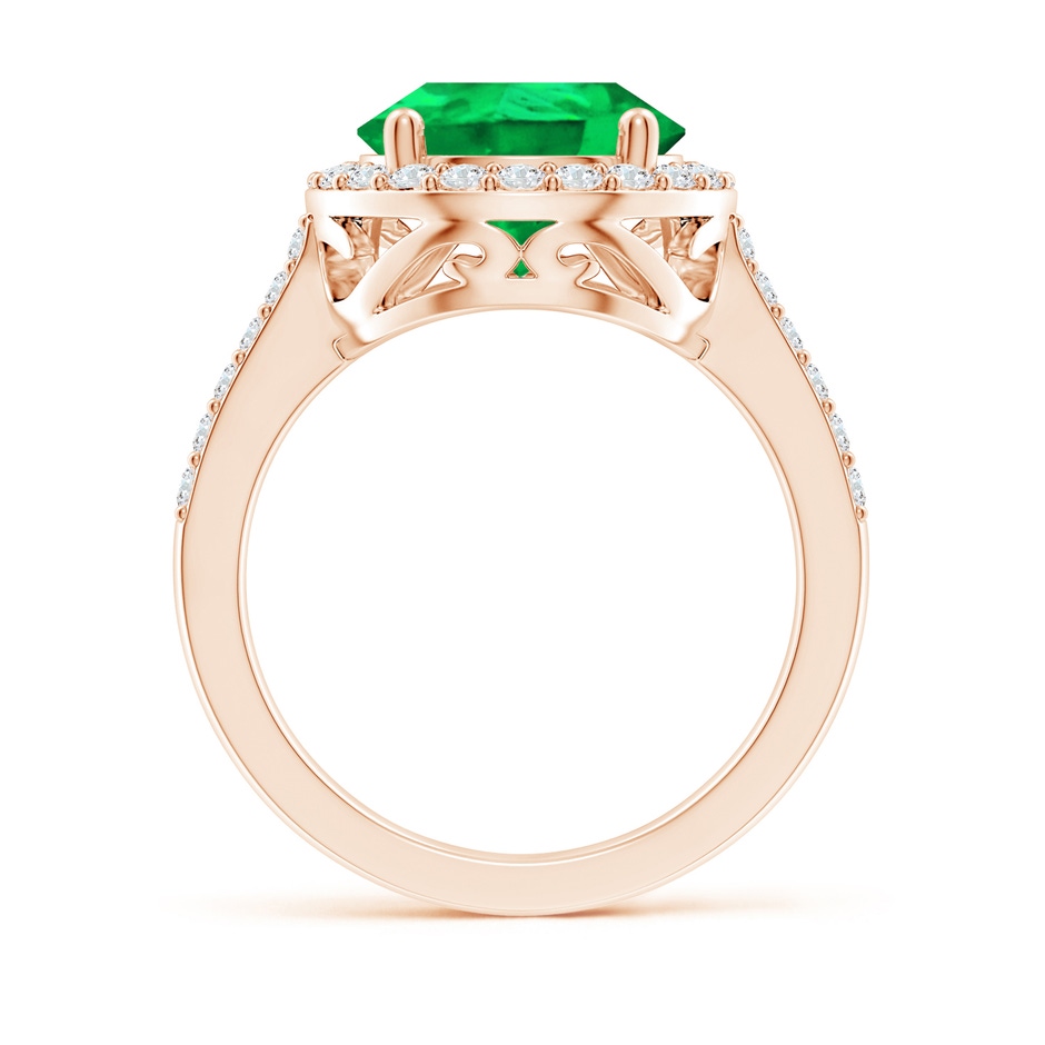 14x10mm AAA Pear Emerald Ring with Diamond Halo in Rose Gold side 199