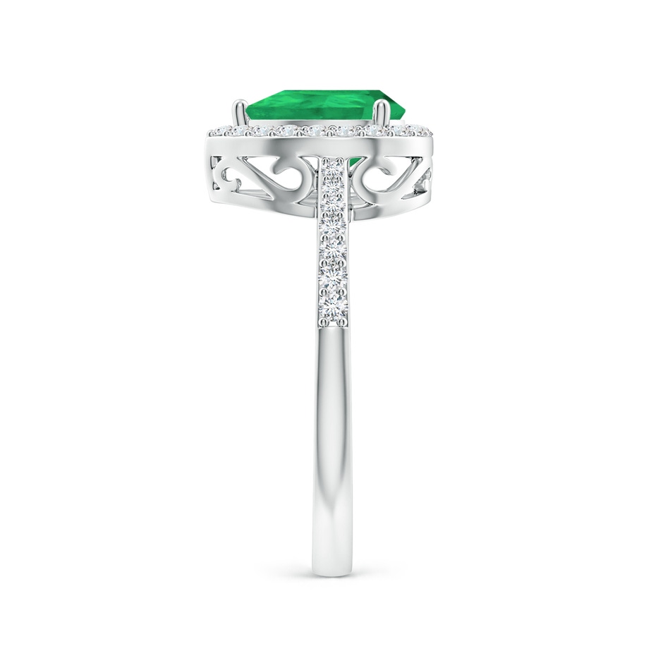 8x6mm A Pear Emerald Ring with Diamond Halo in P950 Platinum side 299