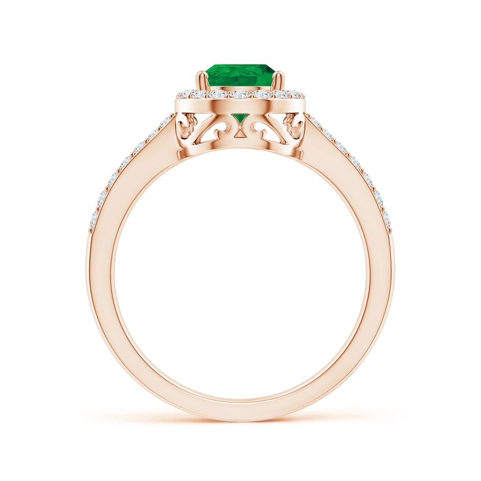 8x6mm AA Pear Emerald Ring with Diamond Halo in Rose Gold side 199