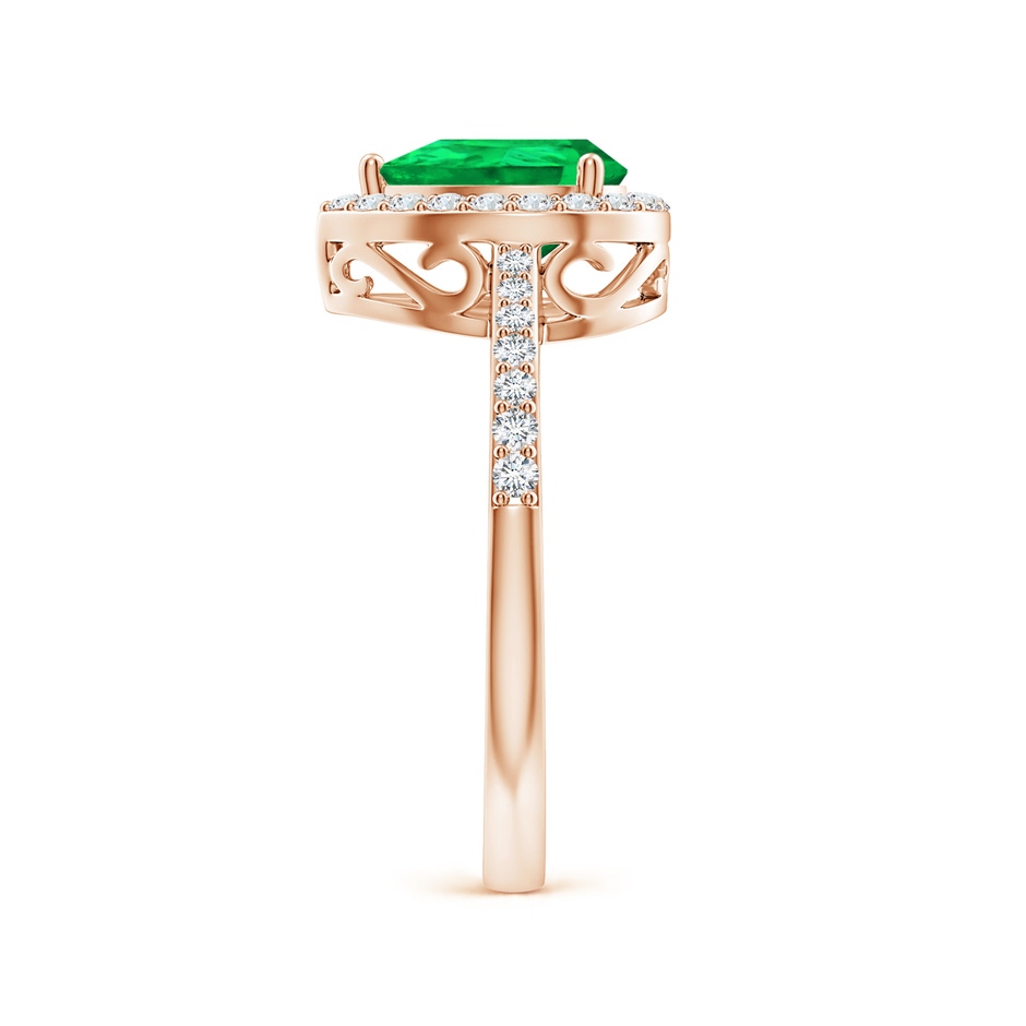 8x6mm AAA Pear Emerald Ring with Diamond Halo in Rose Gold side 299