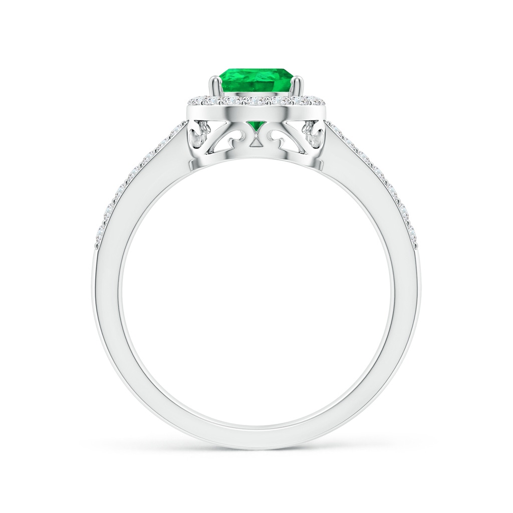 8x6mm AAA Pear Emerald Ring with Diamond Halo in White Gold Side 199