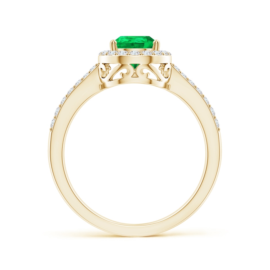 8x6mm AAA Pear Emerald Ring with Diamond Halo in Yellow Gold side 199