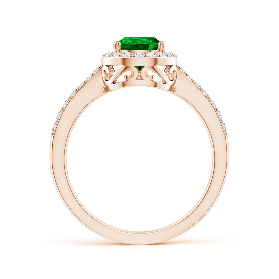 8x6mm AAAA Pear Emerald Ring with Diamond Halo in Rose Gold side 199