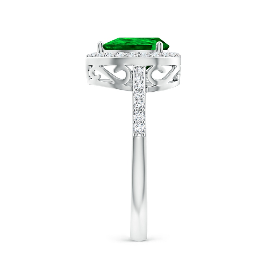 8x6mm AAAA Pear Emerald Ring with Diamond Halo in White Gold side 299