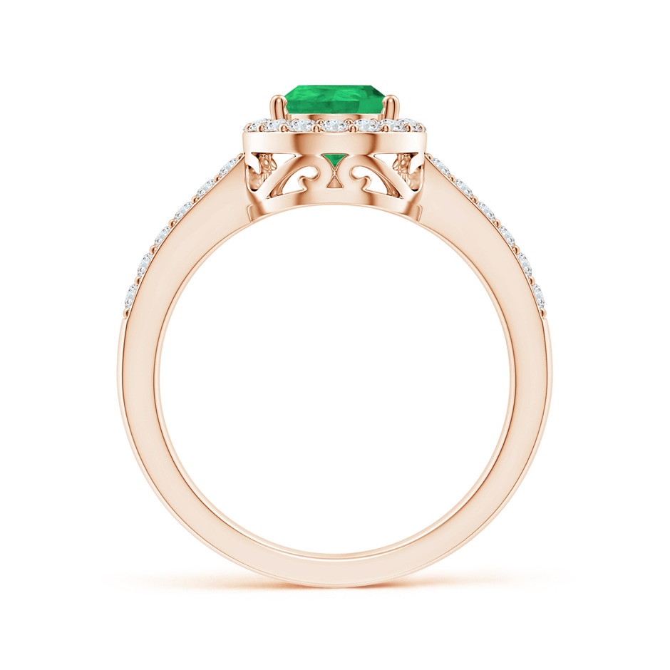9x6mm A Pear Emerald Ring with Diamond Halo in Rose Gold side 199