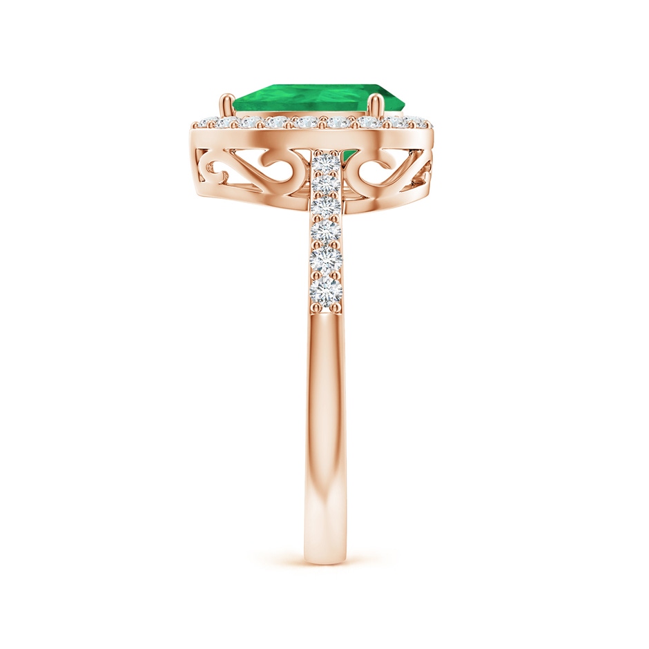 9x6mm A Pear Emerald Ring with Diamond Halo in Rose Gold side 299