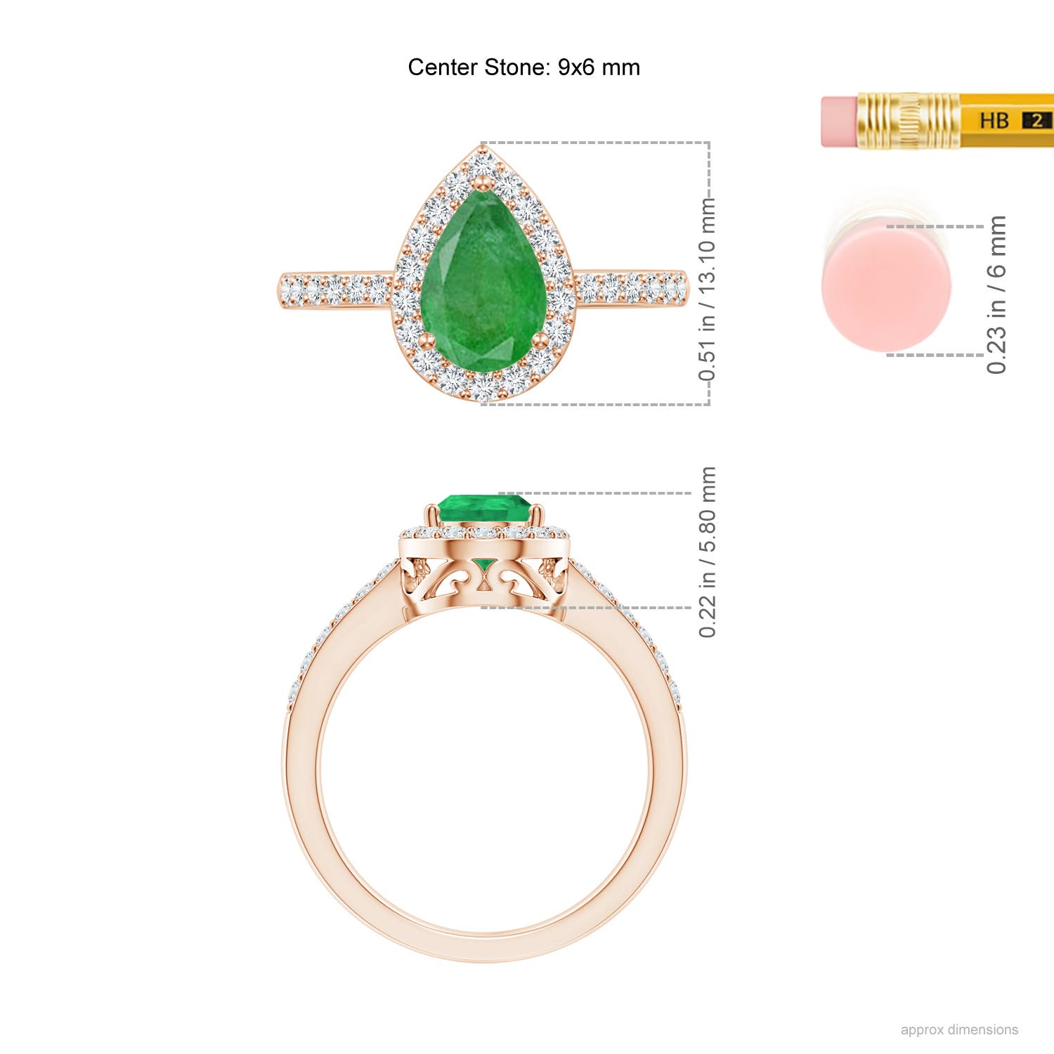 A - Emerald / 1.56 CT / 14 KT Rose Gold