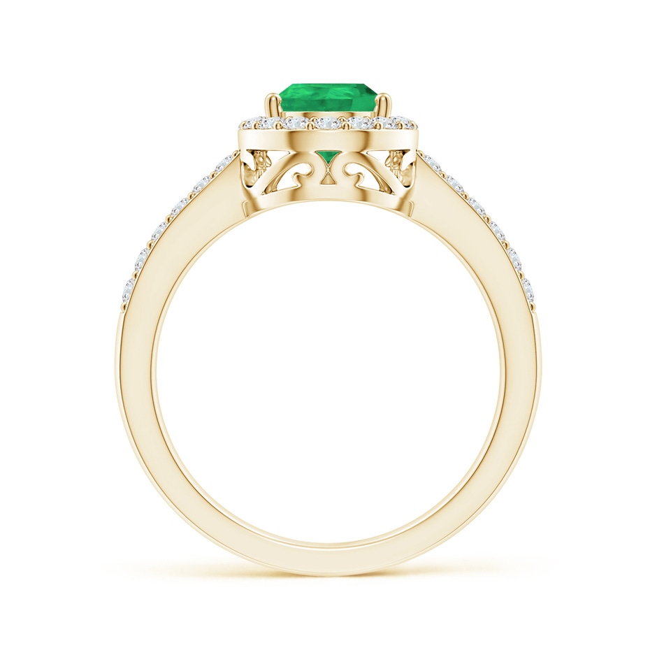 9x6mm A Pear Emerald Ring with Diamond Halo in Yellow Gold side 199