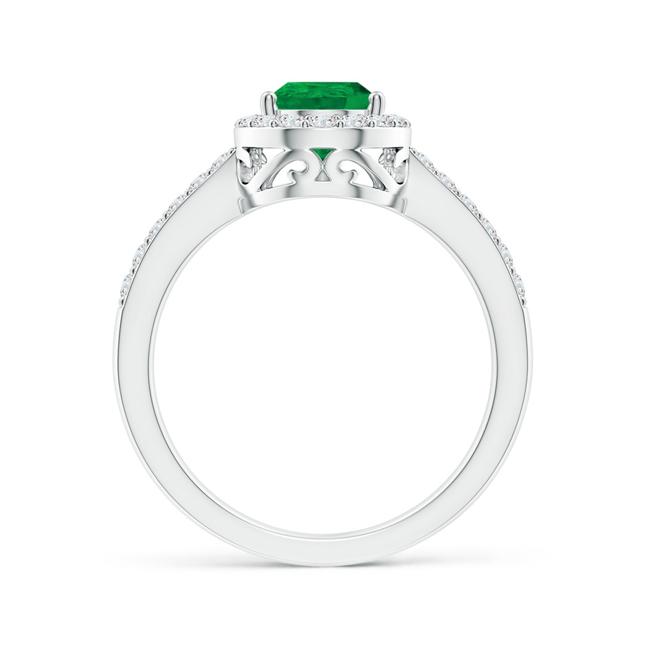 9x6mm AA Pear Emerald Ring with Diamond Halo in P950 Platinum side 199