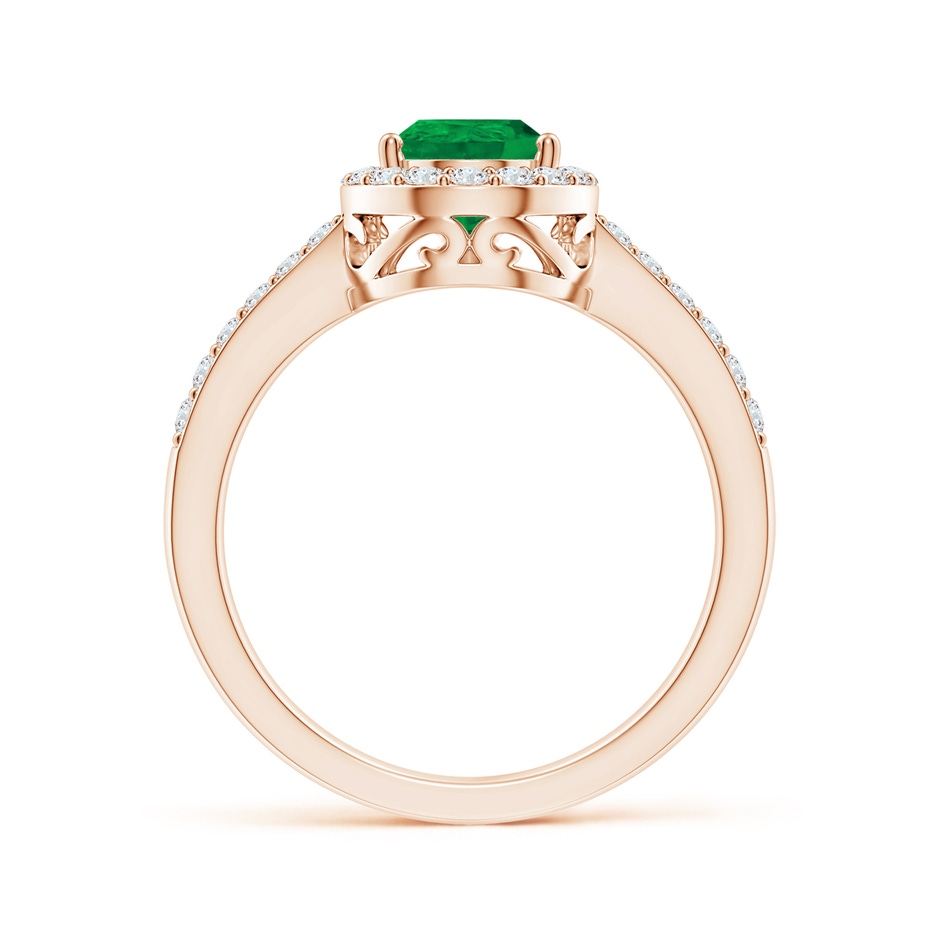 9x6mm AA Pear Emerald Ring with Diamond Halo in Rose Gold side 199