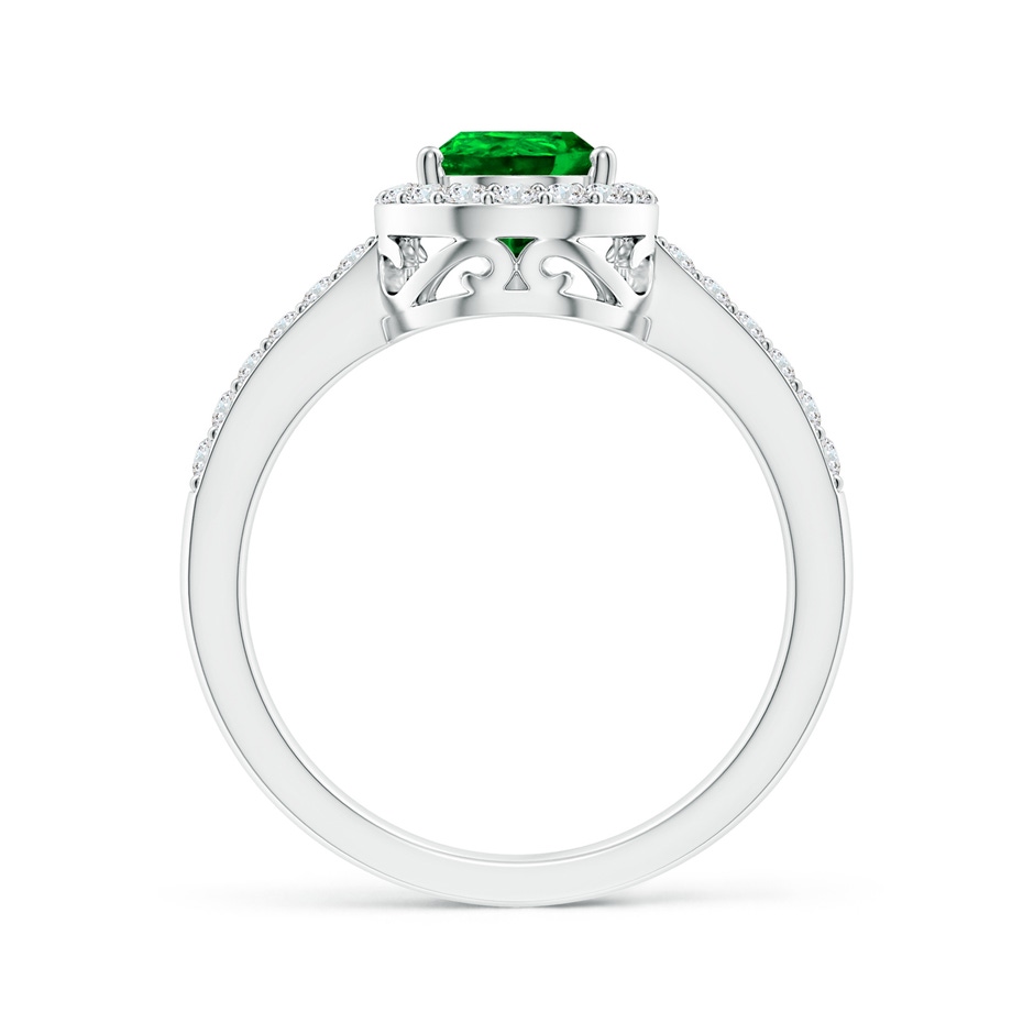 9x6mm AAAA Pear Emerald Ring with Diamond Halo in P950 Platinum side 199