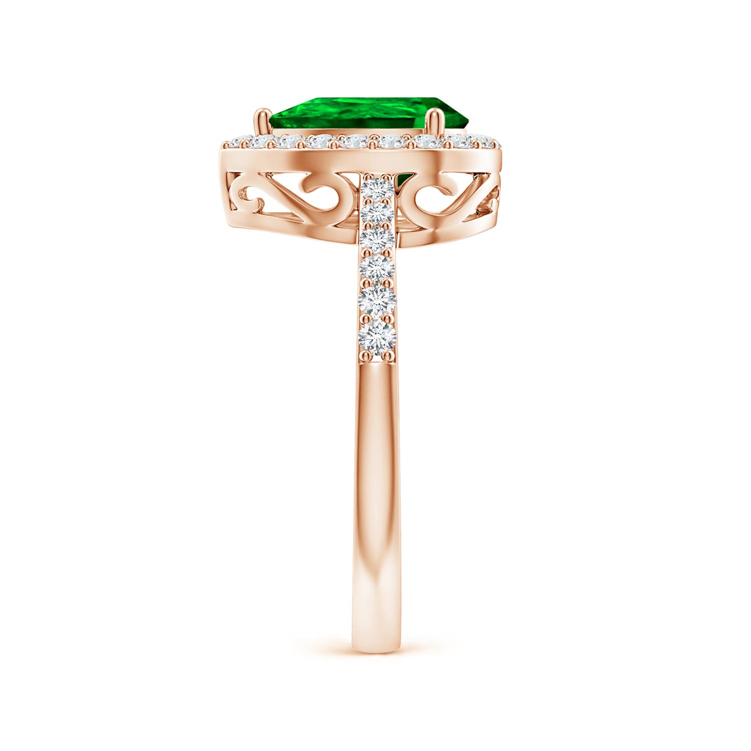 AAAA - Emerald / 1.56 CT / 14 KT Rose Gold