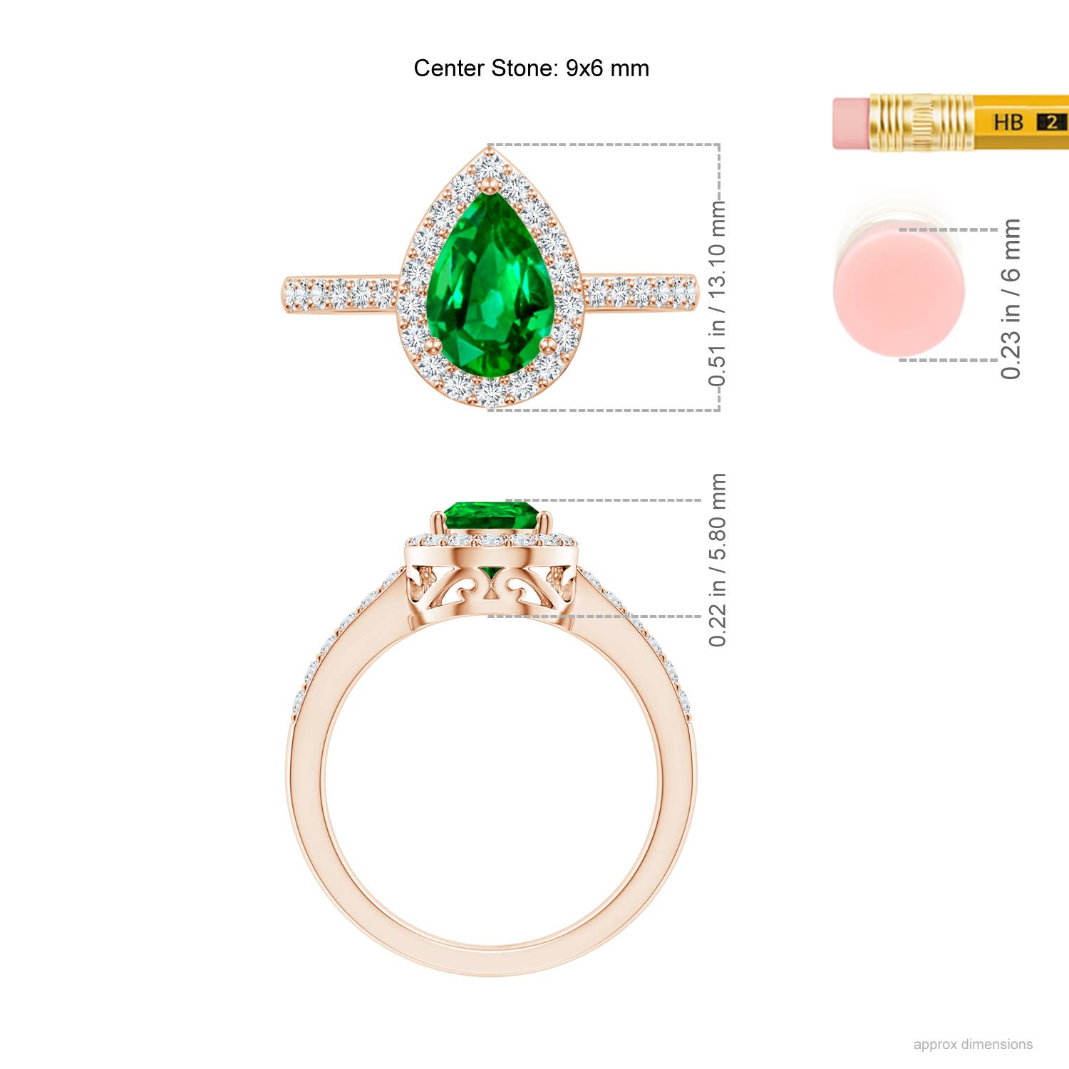 AAAA - Emerald / 1.56 CT / 14 KT Rose Gold