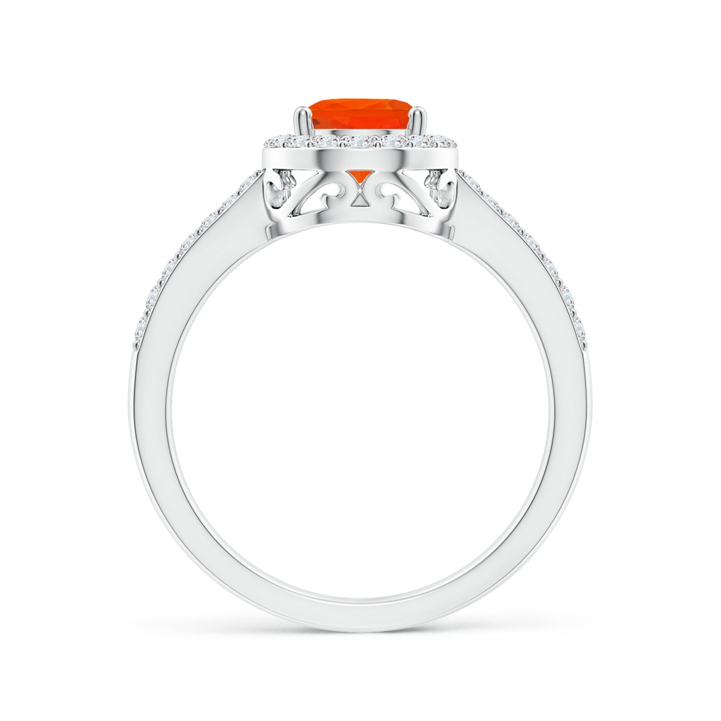 8x6mm AAA Pear Fire Opal Ring with Diamond Halo in White Gold Side-1