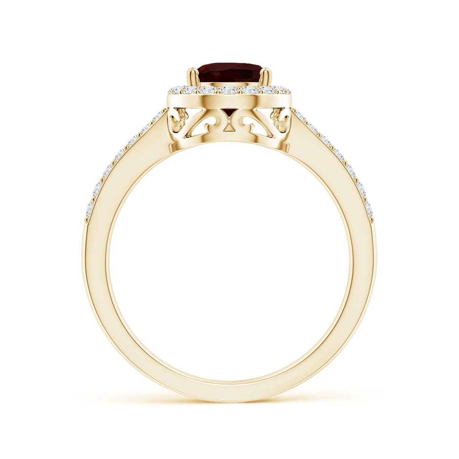 8x6mm A Prong-Set Pear Garnet Ring with Diamond Halo in Yellow Gold side 199