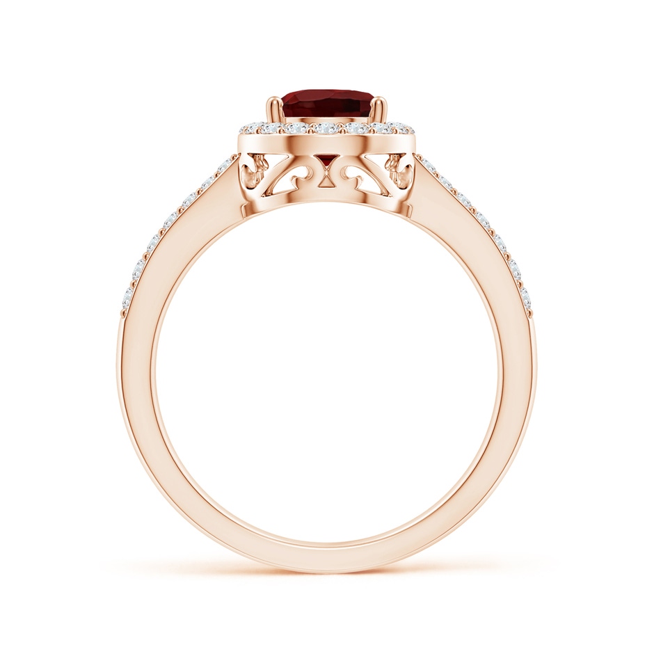 8x6mm AAA Prong-Set Pear Garnet Ring with Diamond Halo in Rose Gold side 199