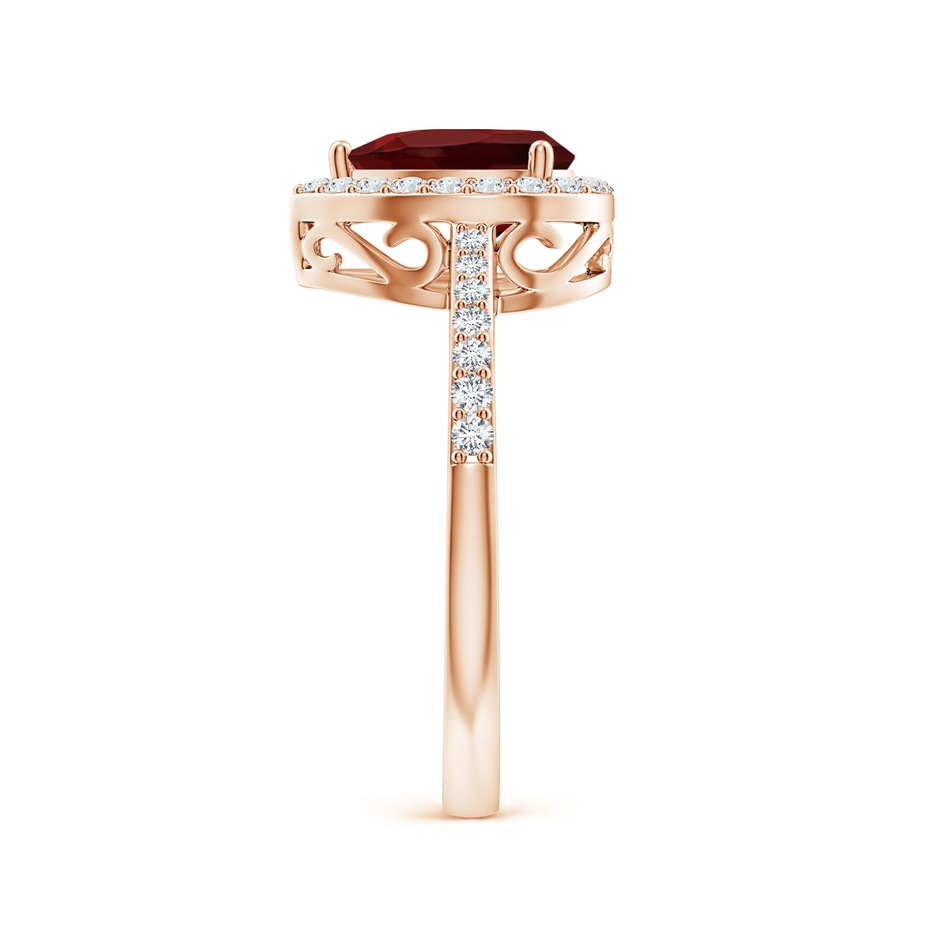 8x6mm AAA Prong-Set Pear Garnet Ring with Diamond Halo in Rose Gold side 299