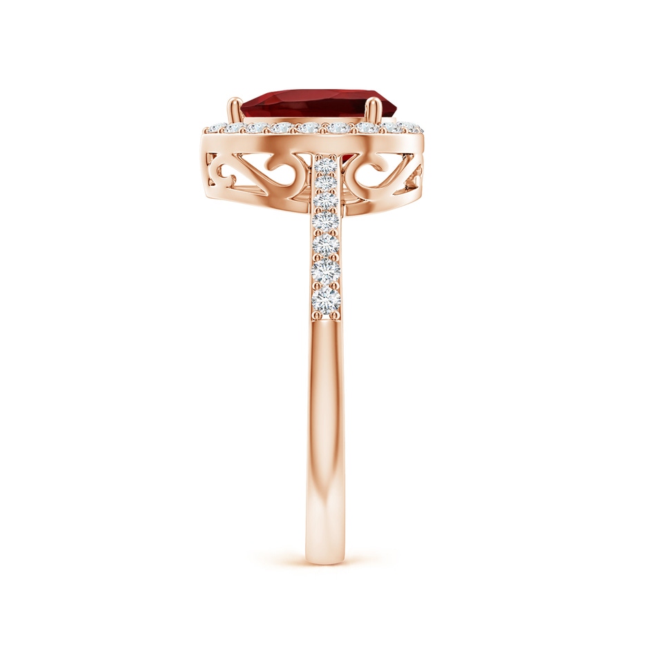 8x6mm AAAA Prong-Set Pear Garnet Ring with Diamond Halo in 18K Rose Gold side 299