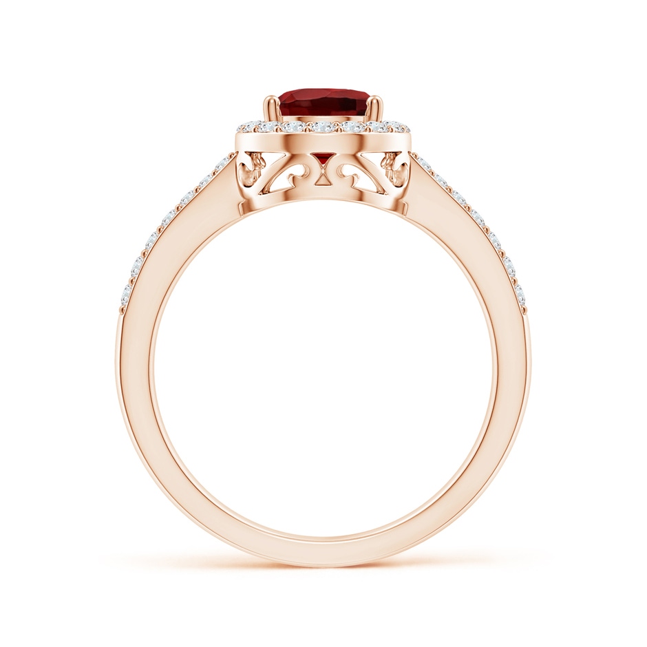 8x6mm AAAA Prong-Set Pear Garnet Ring with Diamond Halo in Rose Gold side 199