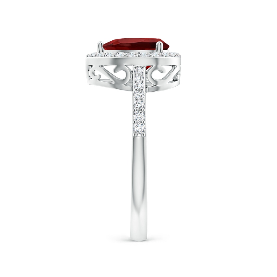8x6mm AAAA Prong-Set Pear Garnet Ring with Diamond Halo in White Gold side 299