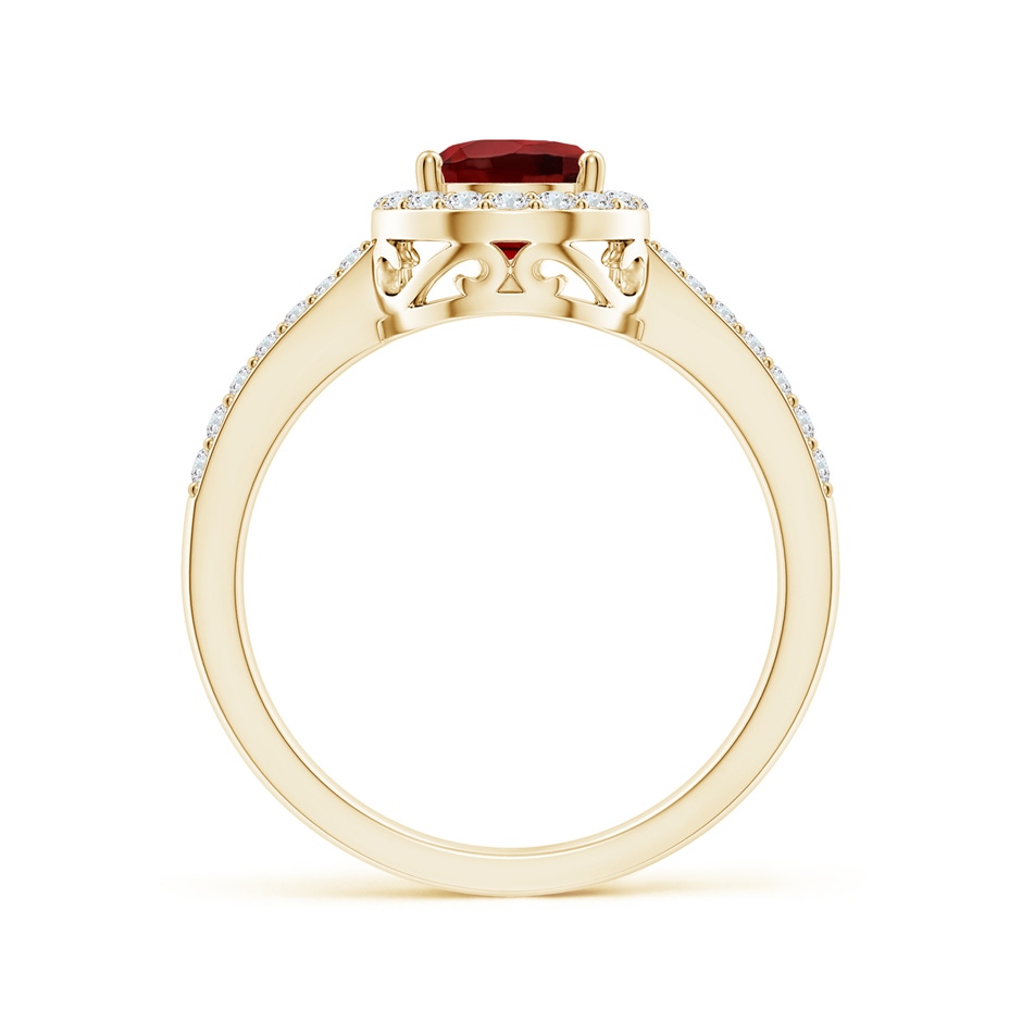 8x6mm AAAA Prong-Set Pear Garnet Ring with Diamond Halo in Yellow Gold side 199