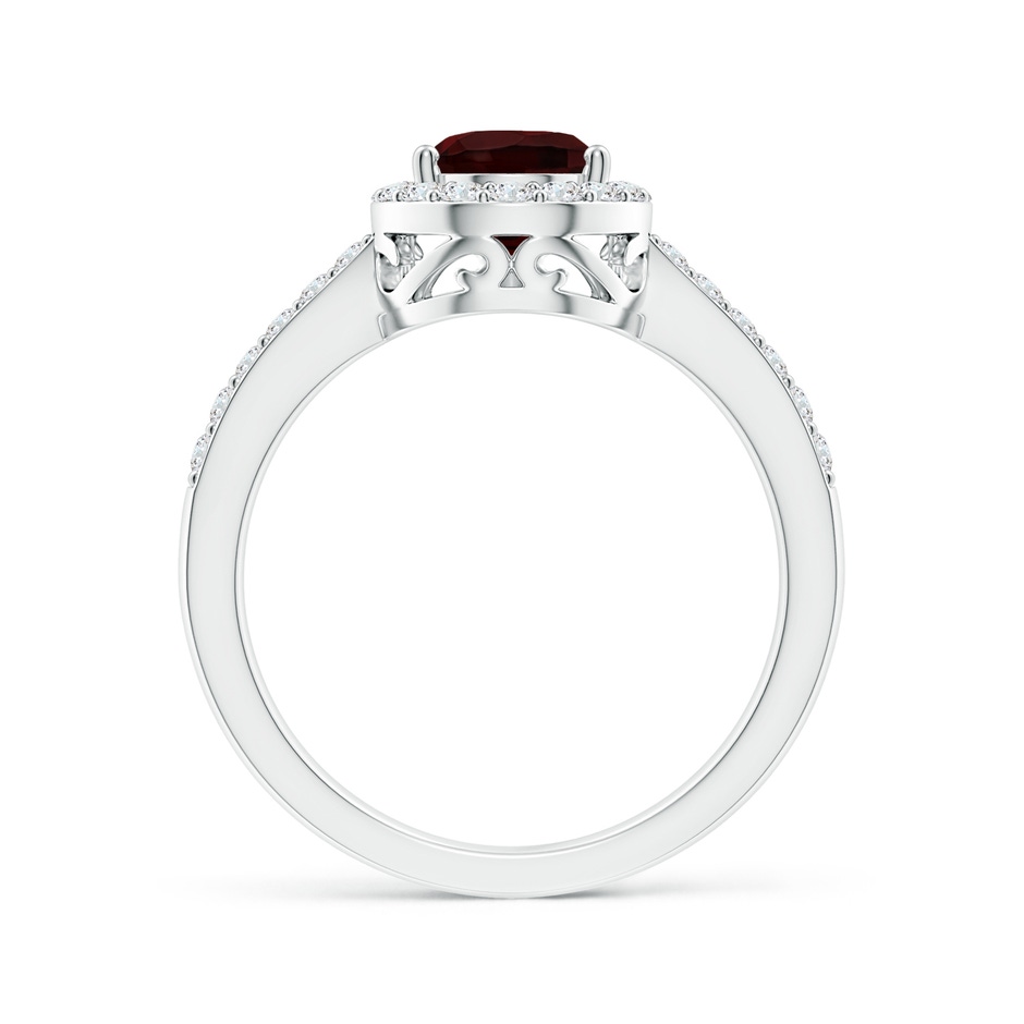 9x6mm A Prong-Set Pear Garnet Ring with Diamond Halo in P950 Platinum side 199