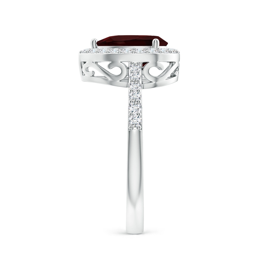 9x6mm A Prong-Set Pear Garnet Ring with Diamond Halo in P950 Platinum side 299