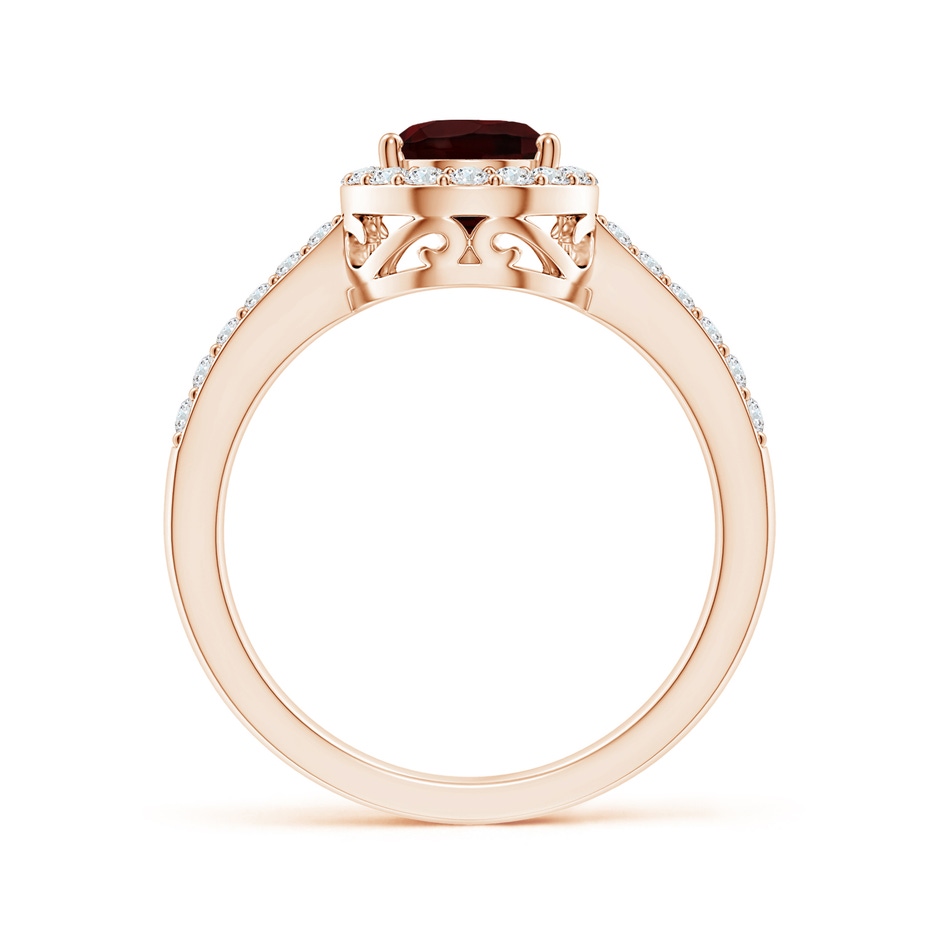 9x6mm A Prong-Set Pear Garnet Ring with Diamond Halo in Rose Gold side 199