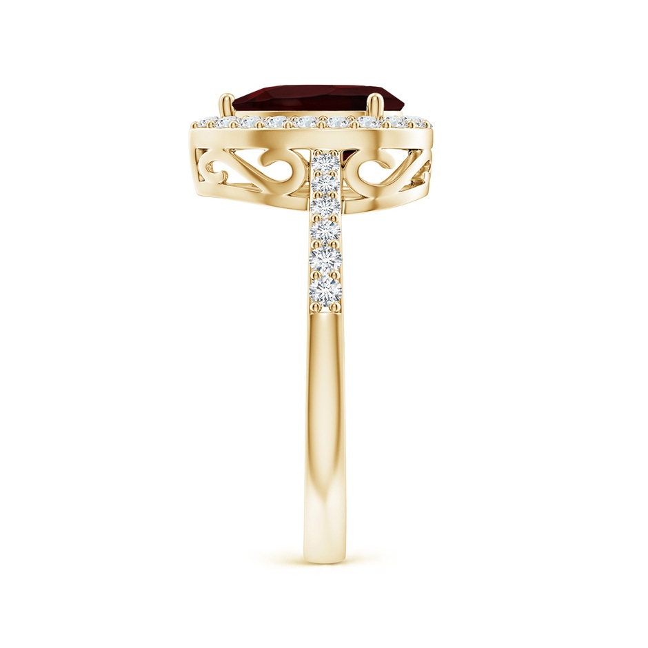 9x6mm A Prong-Set Pear Garnet Ring with Diamond Halo in Yellow Gold side 299