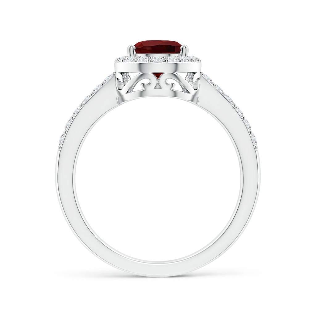 9x6mm AAA Pear Garnet Ring with Diamond Halo in White Gold Side-1