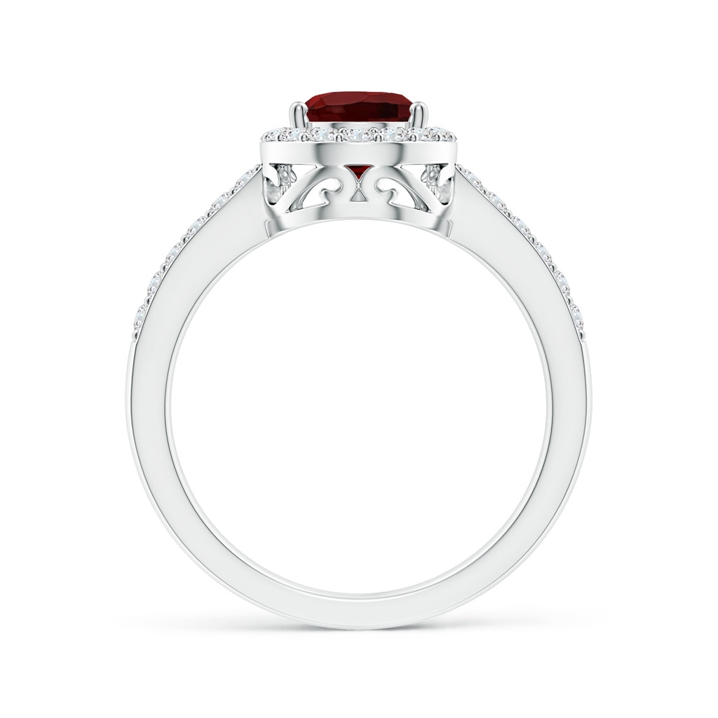 9x6mm AAA Prong-Set Pear Garnet Ring with Diamond Halo in White Gold - side 199