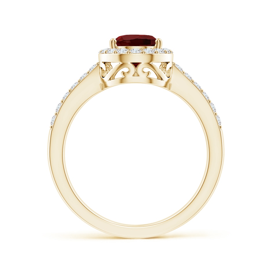 9x6mm AAA Prong-Set Pear Garnet Ring with Diamond Halo in Yellow Gold side 199