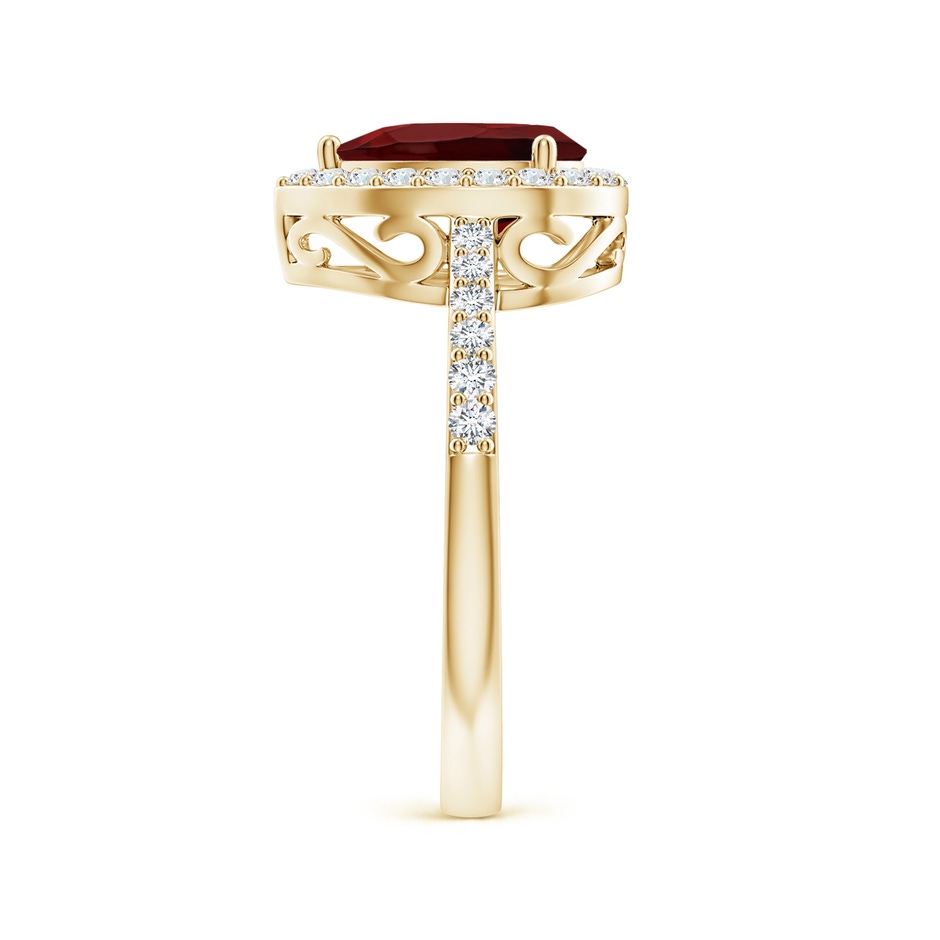 9x6mm AAA Prong-Set Pear Garnet Ring with Diamond Halo in Yellow Gold side 299