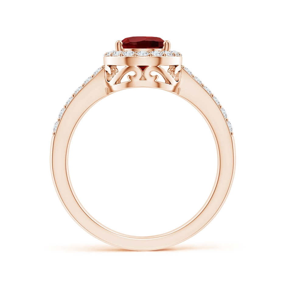 9x6mm AAAA Prong-Set Pear Garnet Ring with Diamond Halo in 18K Rose Gold side 199