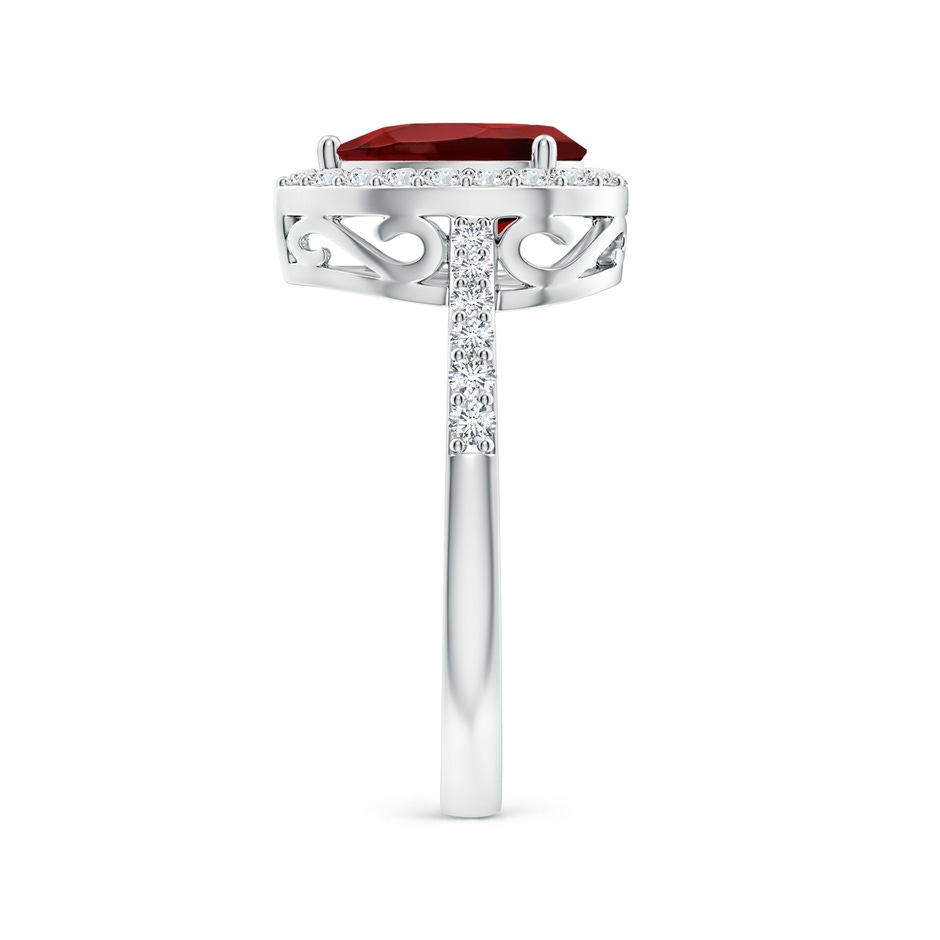 9x6mm AAAA Prong-Set Pear Garnet Ring with Diamond Halo in P950 Platinum side 299