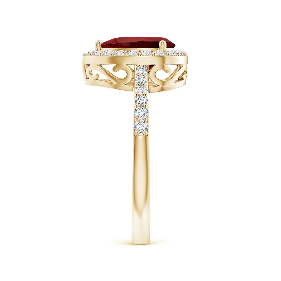 9x6mm AAAA Prong-Set Pear Garnet Ring with Diamond Halo in Yellow Gold side 299