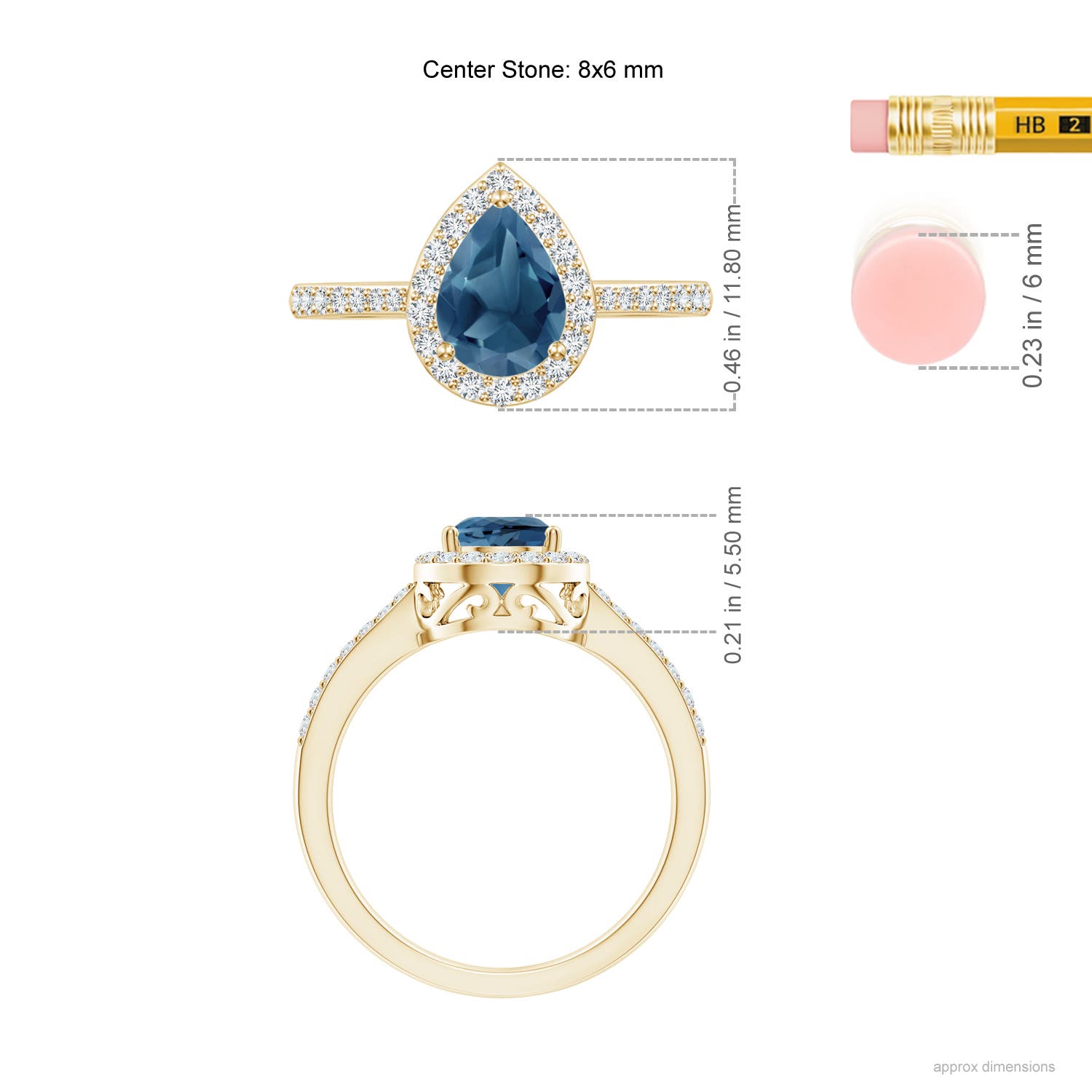 A - London Blue Topaz / 1.56 CT / 14 KT Yellow Gold