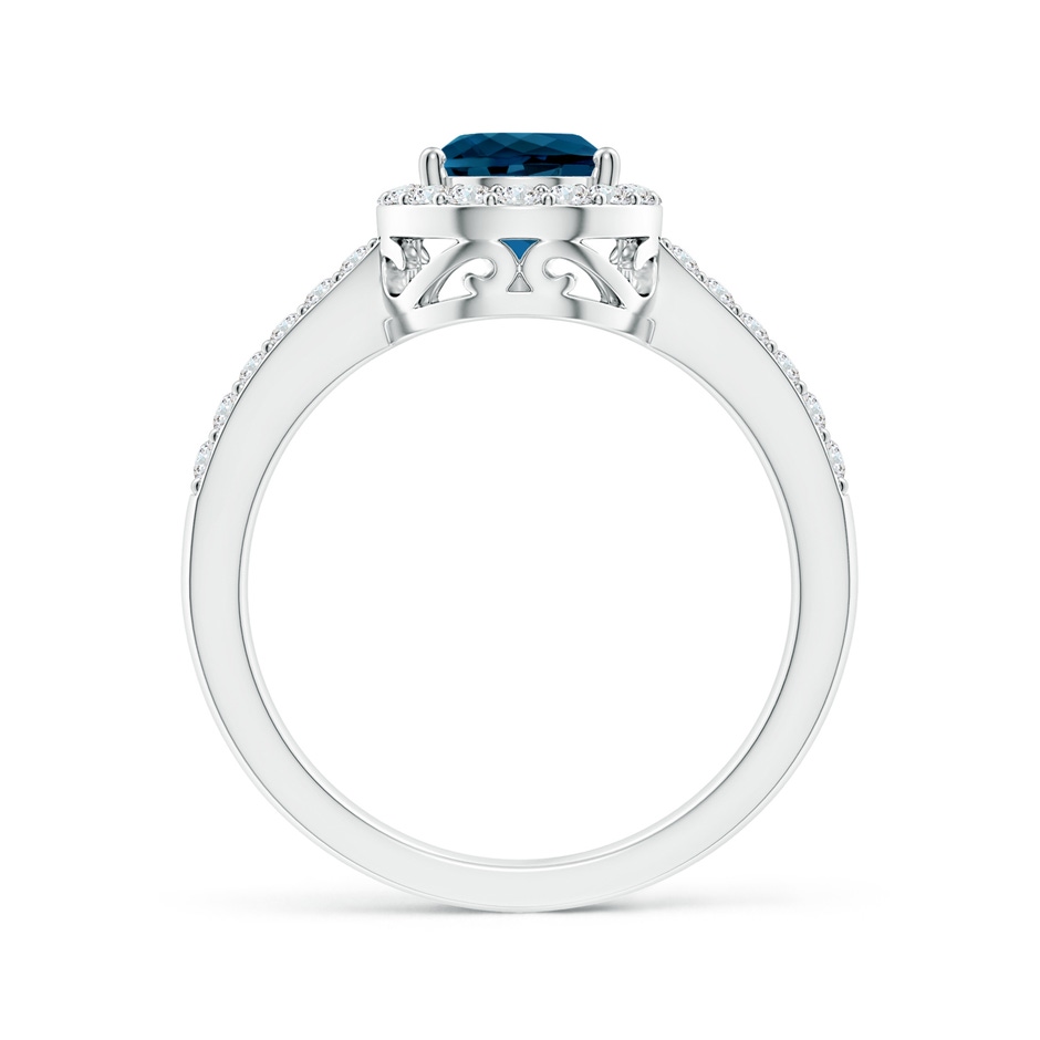 Pear London Blue Topaz Ring with Diamond Halo | Angara