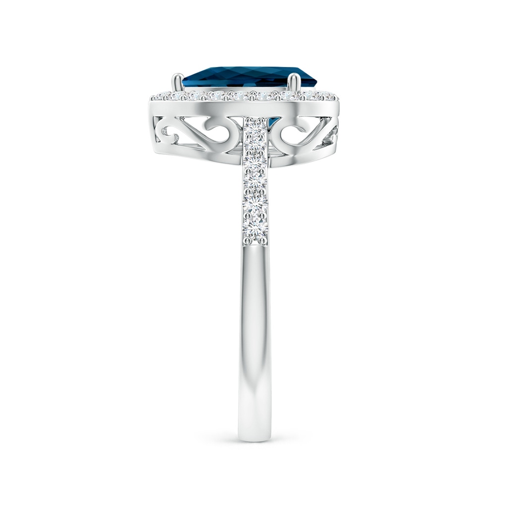 Pear London Blue Topaz Ring with Diamond Halo | Angara
