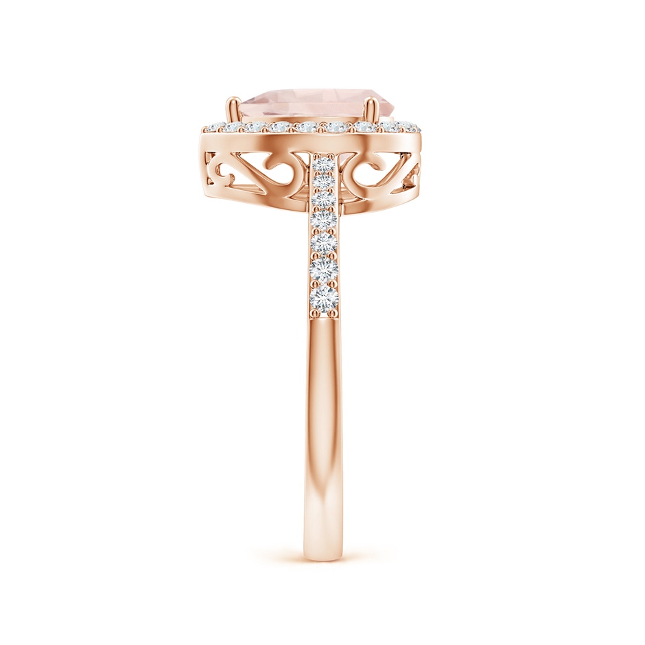 8x6mm A Prong-Set Pear Morganite Ring with Diamond Halo in Rose Gold side 299