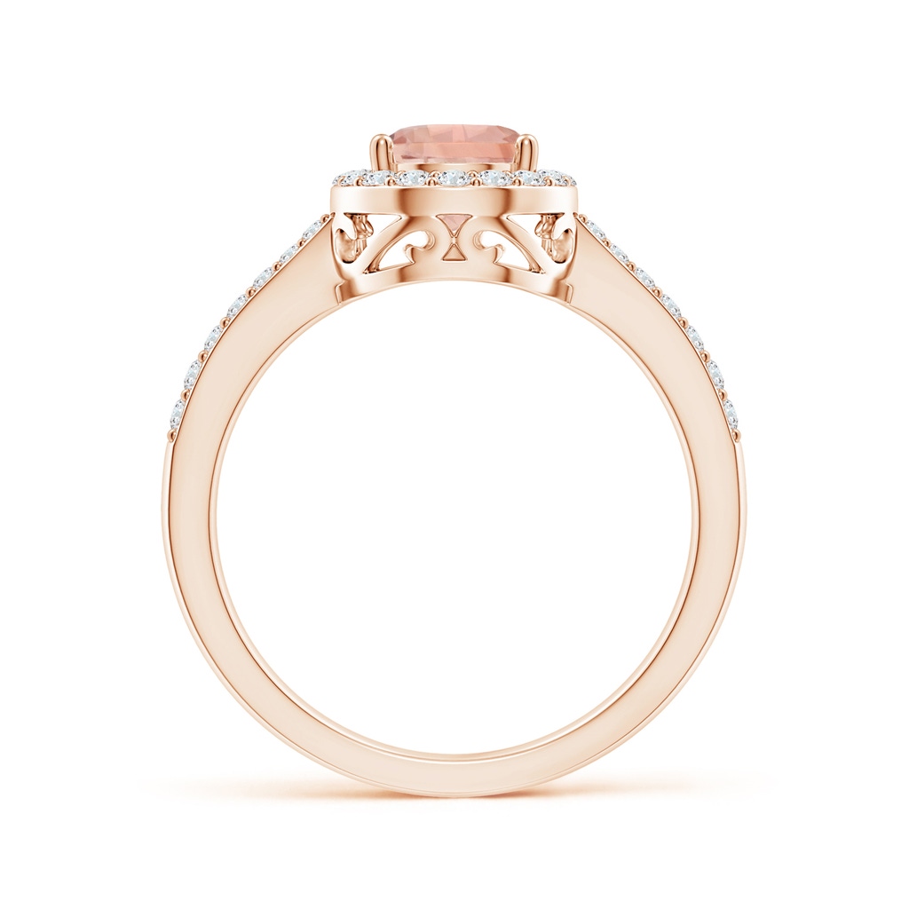 8x6mm AAA Pear Morganite Ring with Diamond Halo in Rose Gold Side-1