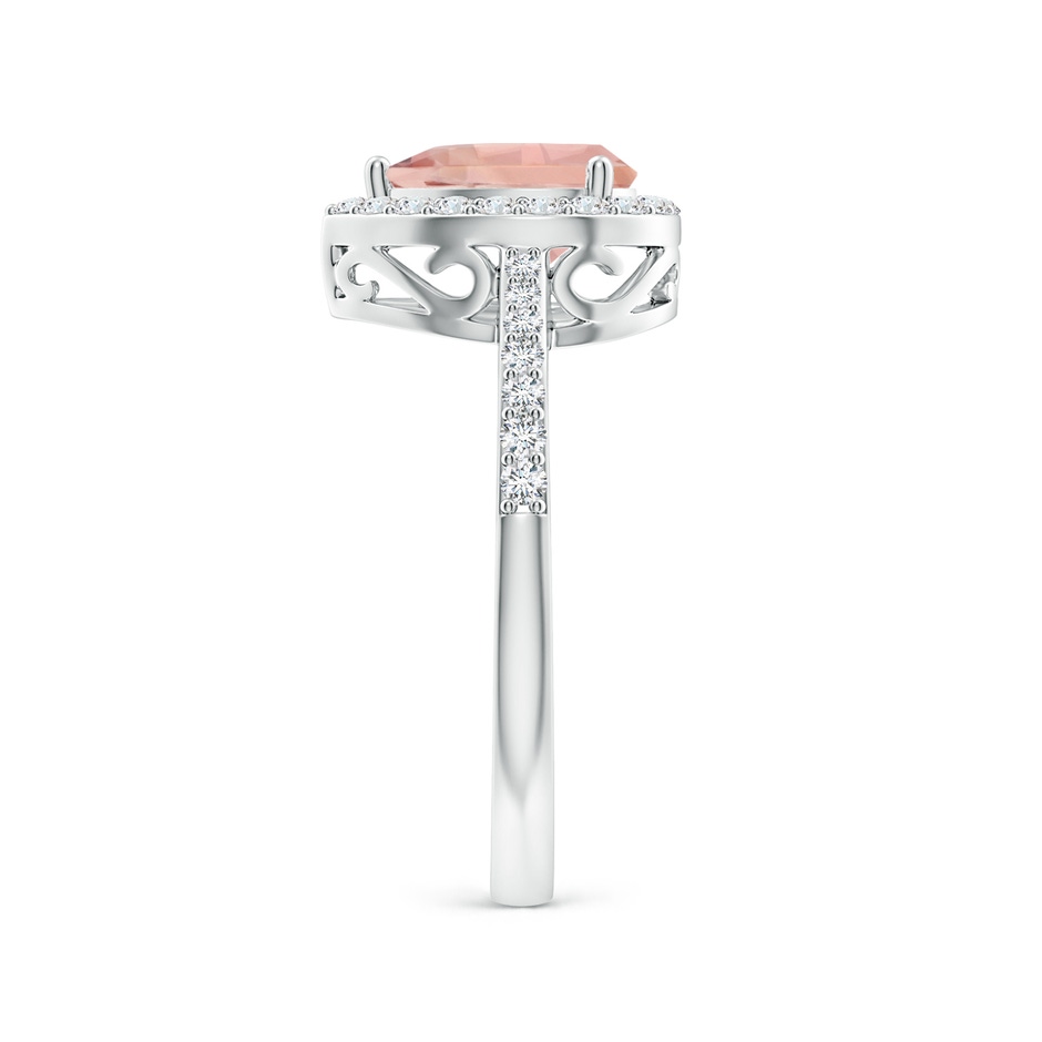 8x6mm AAAA Prong-Set Pear Morganite Ring with Diamond Halo in P950 Platinum side 299