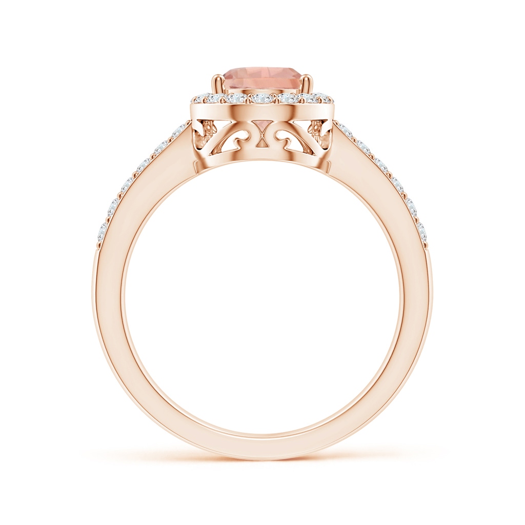 9x6mm AAA Prong-Set Pear Morganite Ring with Diamond Halo in Rose Gold - side 199
