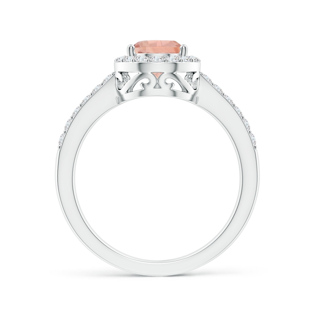 9x6mm AAA Pear Morganite Ring with Diamond Halo in White Gold Side-1
